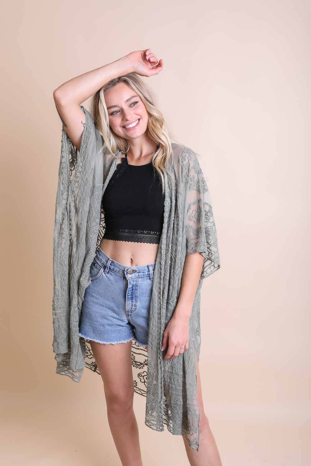 -Mandala Kimono Cover Up-  Another great layering piece that is wonderful for a swimwear cover up.   100% Viscose, Wash cold, hang to dry.