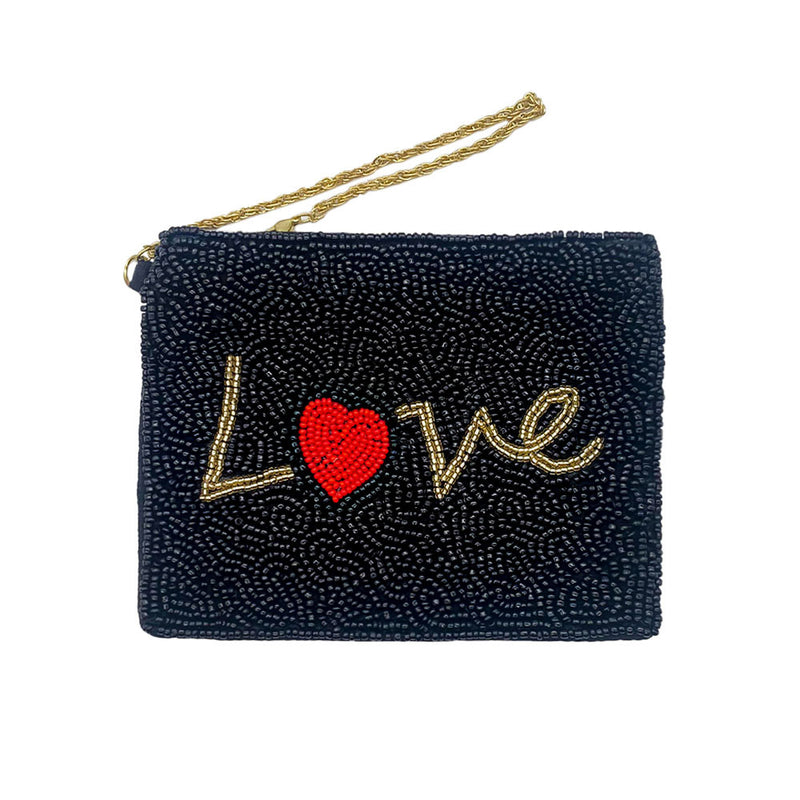 LOVE Beaded Pouch