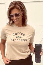 -Coffee and Kindness Tee-  That's all Lady Bosses is need is coffee and kindness to get things done! Why not wear it on a Tee?! This t-shirt is a unisex fit and premium polyblend fabric.  relaxed fit, unisex sizing, tapered shoulders, 100% airlume combed and ring spun cotton.