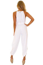 -Gypsy Jumpsuit-  This is the SHOW-STOPPER resort coverup! The unique style combined with the cool natural cotton complete the sexiest jumper.  FIT GUIDE: Size up if in between sizes or if you have a longer torso.  100% Peruvian Cotton optional belt Machine was cold, hang dry