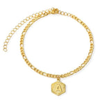 Gold Hex Initial anklet