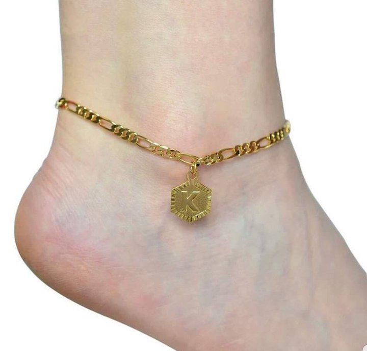 Gold Hex Initial anklet