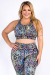 Our Rainbow Snakeskin Sports Bra is a guaranteed eye-catcher! Featuring a supportive fit with a racerback design to give you a full range of motion and support. Complete the set with our Rainbow Snakeskin Leggings. This set is exactly what you need to give your next workout an extra bit of sass and power! Sold by Torie Square Swimwear and Swimsuits.