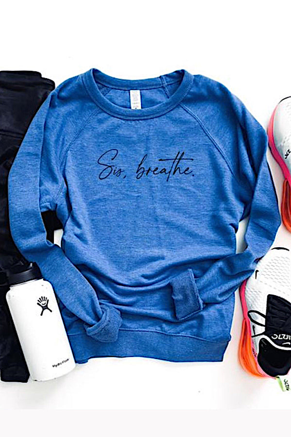 -Sis, Breathe Raglan- A reminder that we all need to BREATHE! This shirt definitely speaks to the sisterhood and how we support each other. Sis, Breathe! Sizes: XS (0-4), S (6-8), M (8-10), L (12-14), XL (16-18), 2x (18-20). Premium unisex fit. True to size for a relaxed fit. 80% Cotton, 20% Poly.