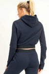 - Terry Cotton Hoodie -  This cozy, terry knit pullover style cropped hoodie with drawstring closure is a great year-round staple. The bottom hem gives you a tailored silhouette that is sure to hug your waist for a flattering look! Pair with the Midnight cotton skinny joggers to complete the look. Sold by Torie Swimwear and Swimsuit