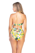 YELLOW TROPICAL High-Waist Bikini Bottom